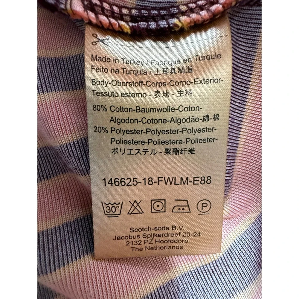 Scotch Soda Maison Striped Velvet‎ Zip Neck Dress Orange Burgundy M